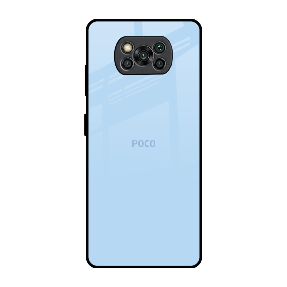 Pastel Sky Blue Poco X3 Pro Glass Back Cover Online