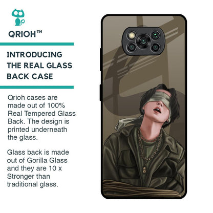 Blind Fold Glass Case for Poco X3 Pro