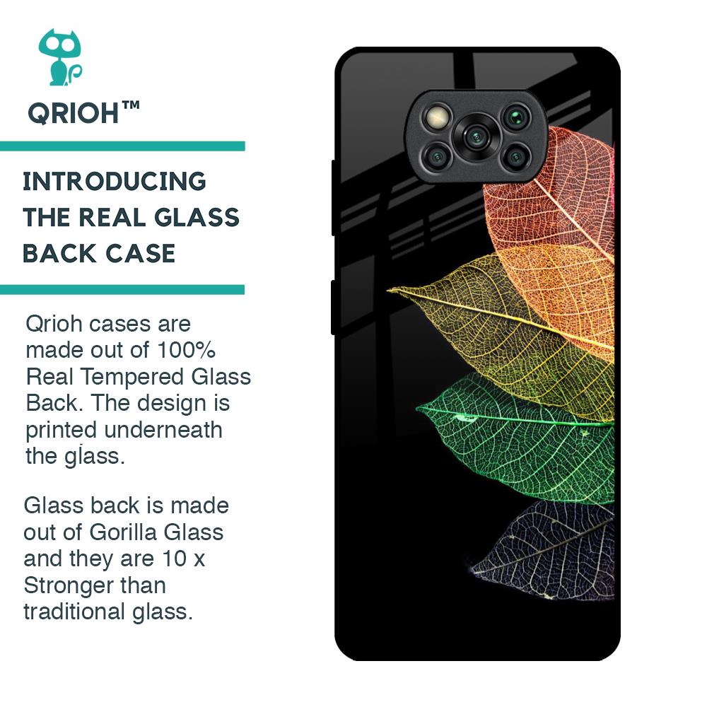 Colorful Leaves Glass Case for Poco X3 Pro