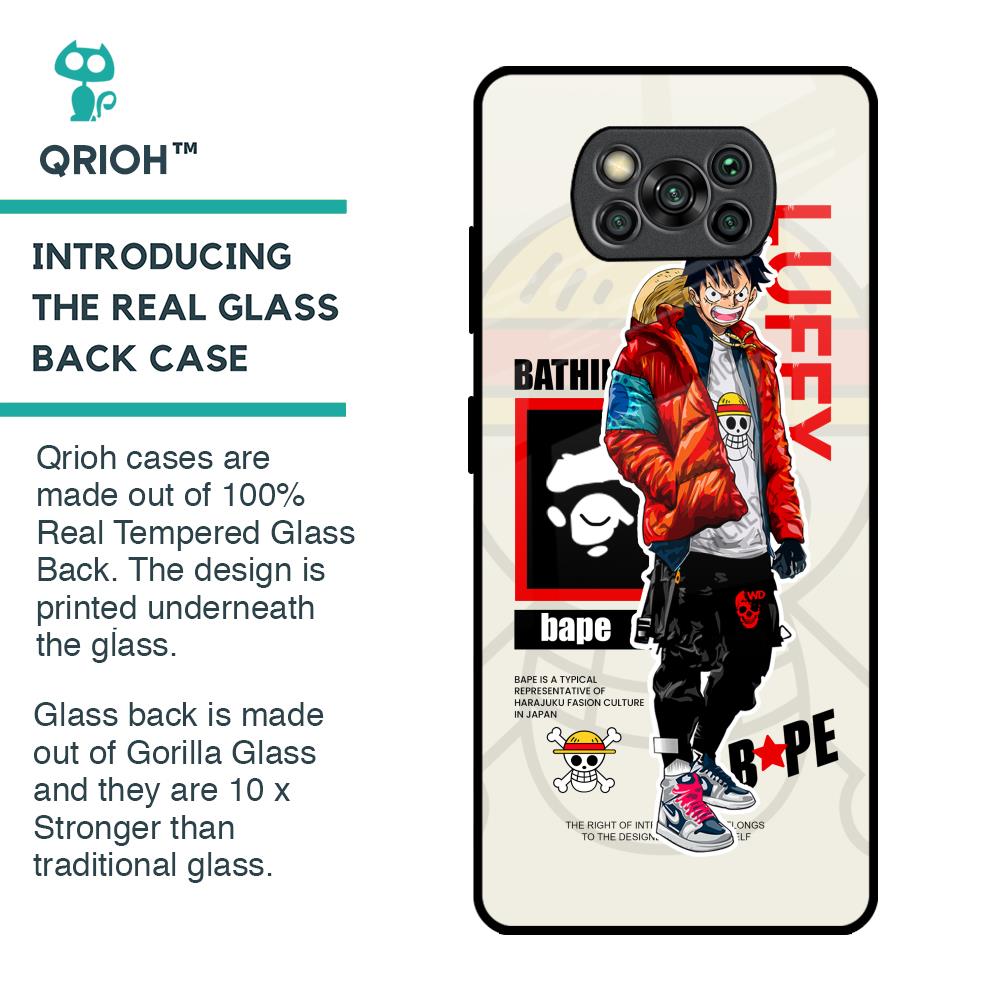 Bape Luffy Glass Case for Poco X3 Pro
