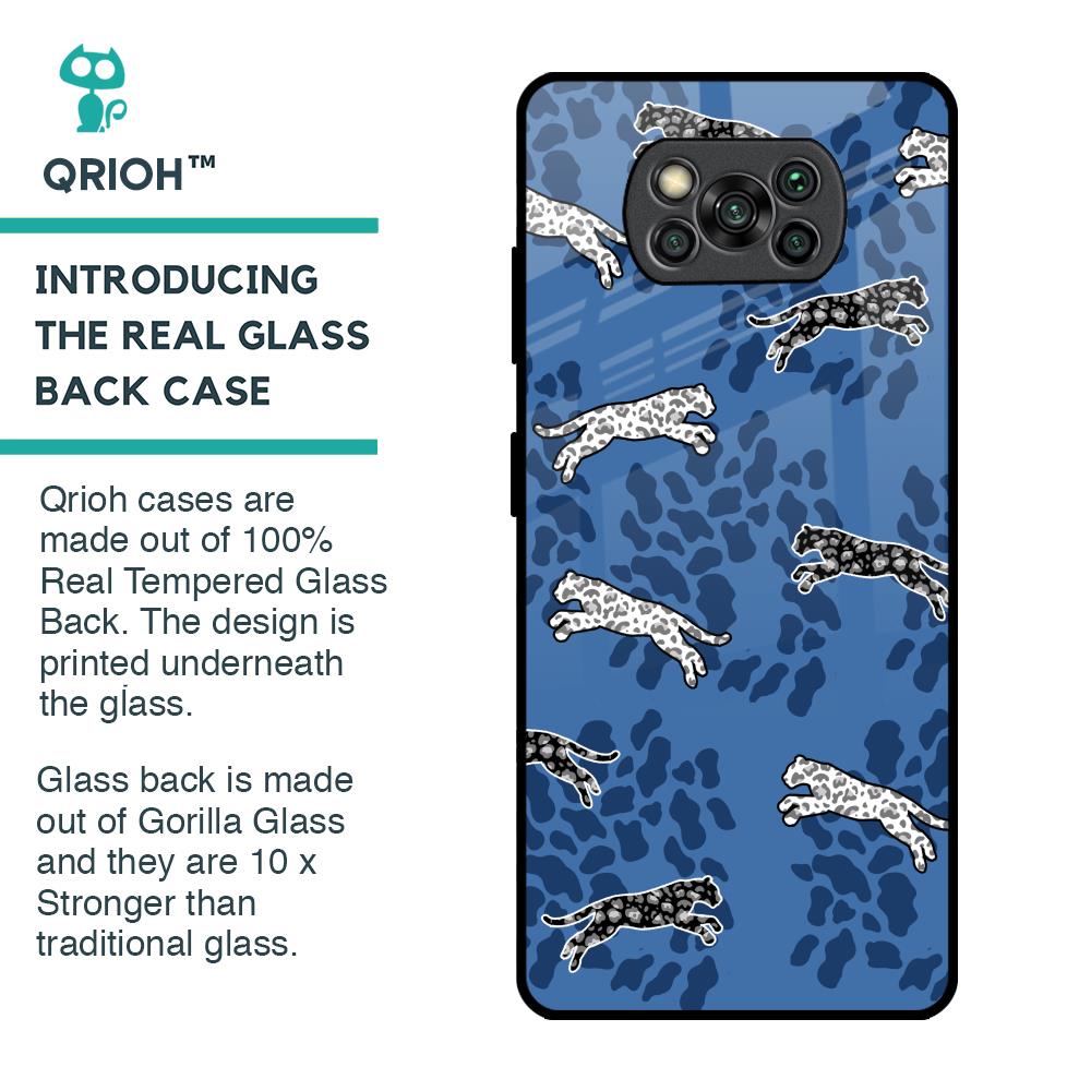 Blue Cheetah Glass Case for Poco X3 Pro