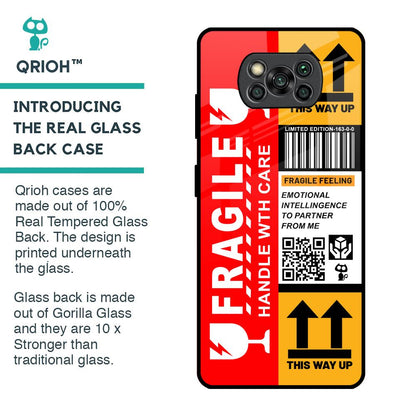Handle With Care Glass Case for Poco X3 Pro
