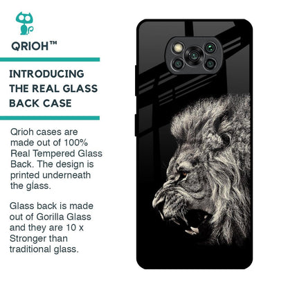 Brave Lion Glass Case for Poco X3 Pro