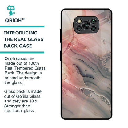 Pink And Grey Marble Glass Case For Poco X3 Pro