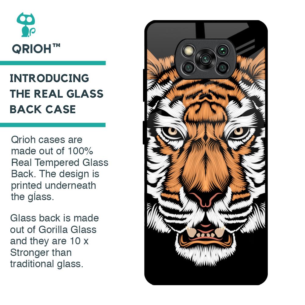 Angry Tiger Glass Case For Poco X3 Pro