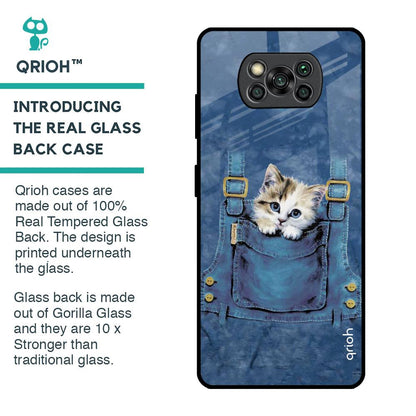 Kitty In Pocket Glass Case For Poco X3 Pro