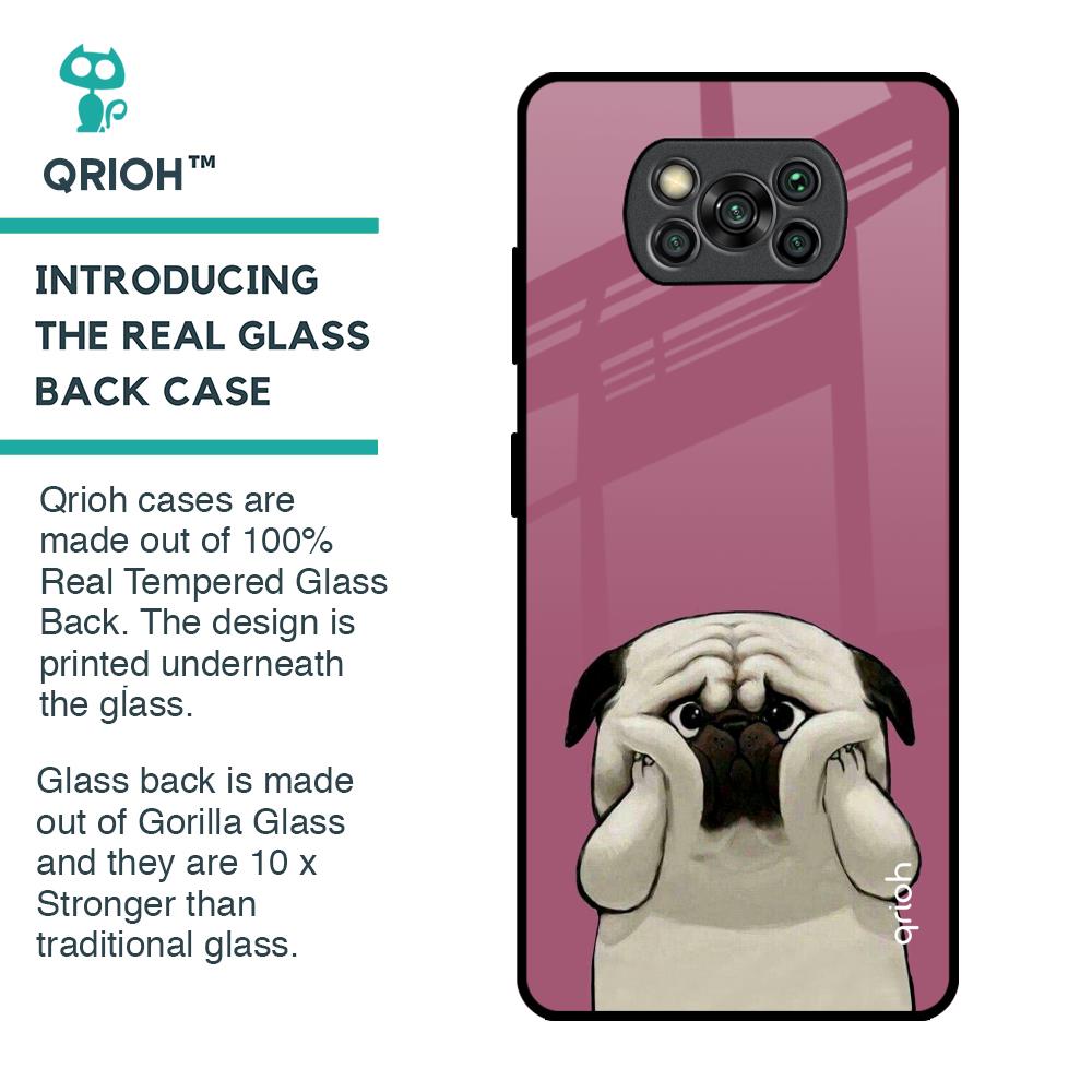 Funny Pug Face Glass Case For Poco X3 Pro