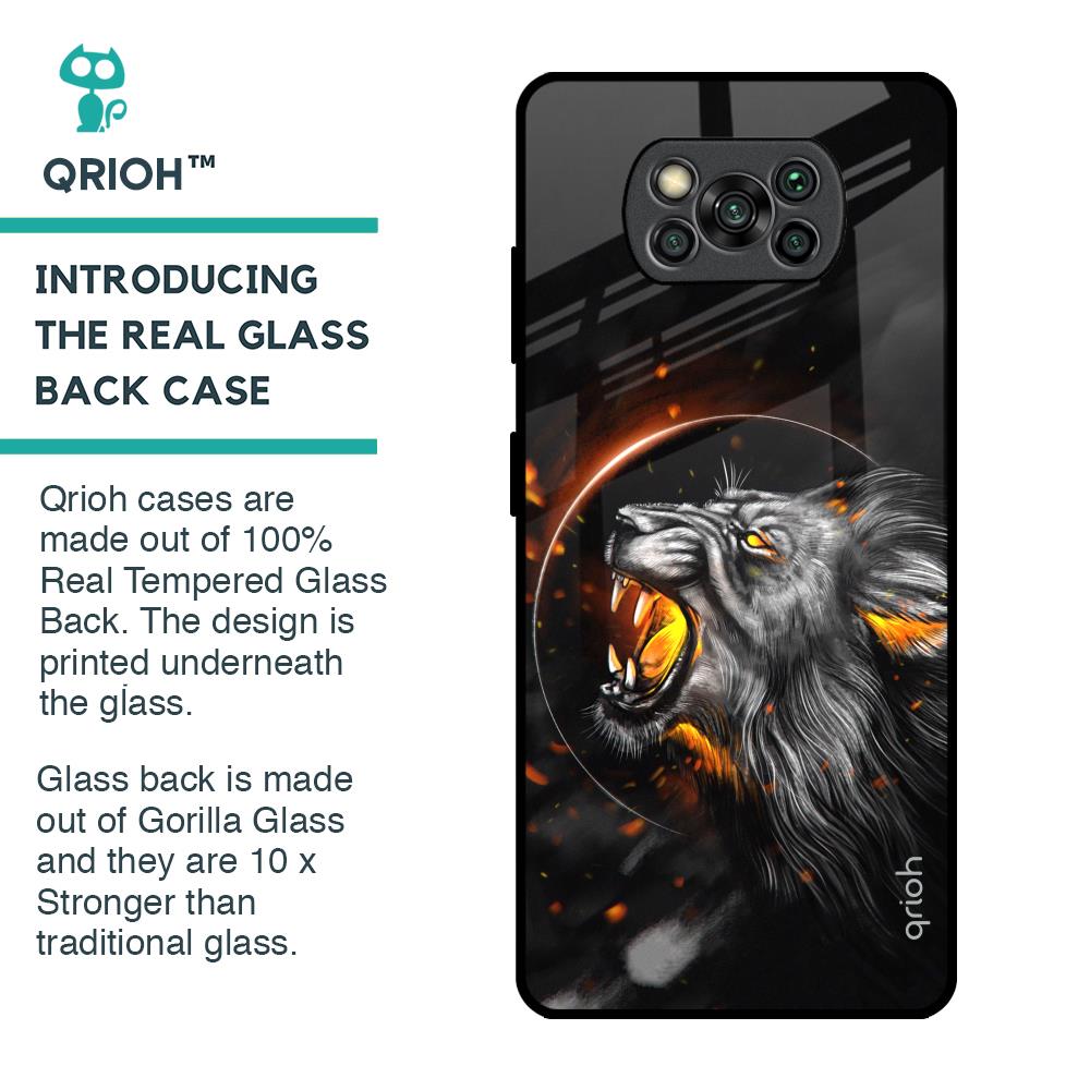 Aggressive Lion Glass Case for Poco X3 Pro