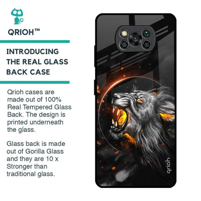 Aggressive Lion Glass Case for Poco X3 Pro
