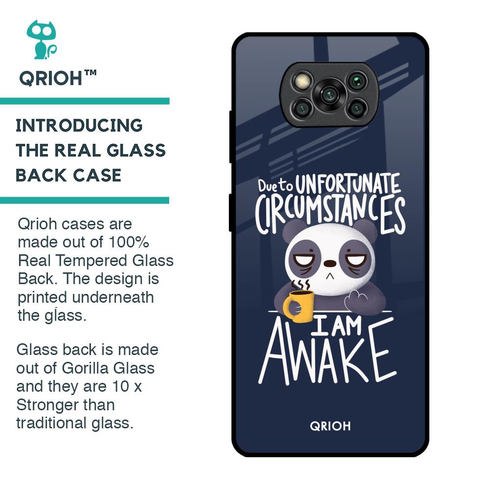 Struggling Panda Glass Case for Poco X3 Pro