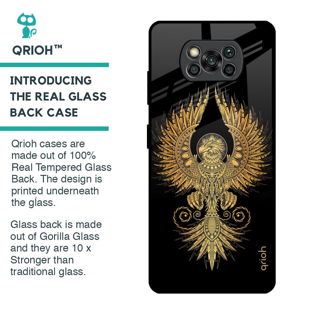 Mythical Phoenix Art Glass Case for Poco X3 Pro