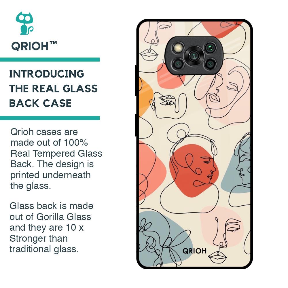 Abstract Faces Glass Case for Poco X3 Pro