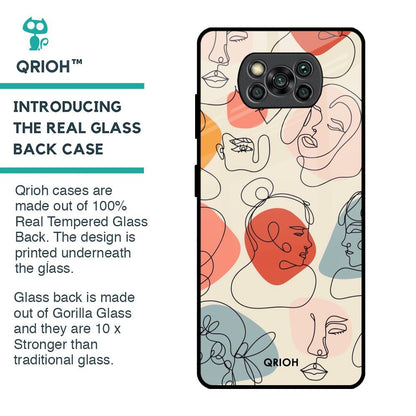 Abstract Faces Glass Case for Poco X3 Pro