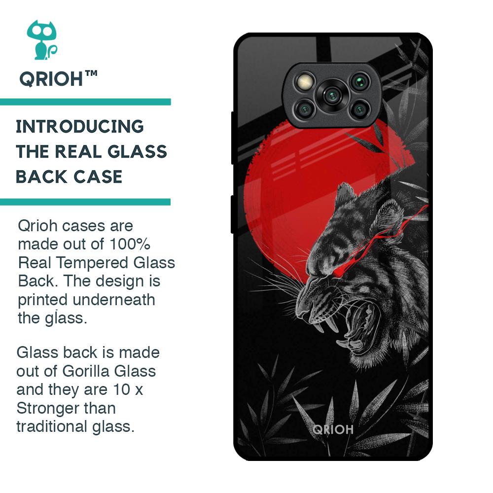 Red Moon Tiger Glass Case for Poco X3 Pro