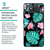 Tropical Leaves & Pink Flowers Glass Case for Poco X3 Pro