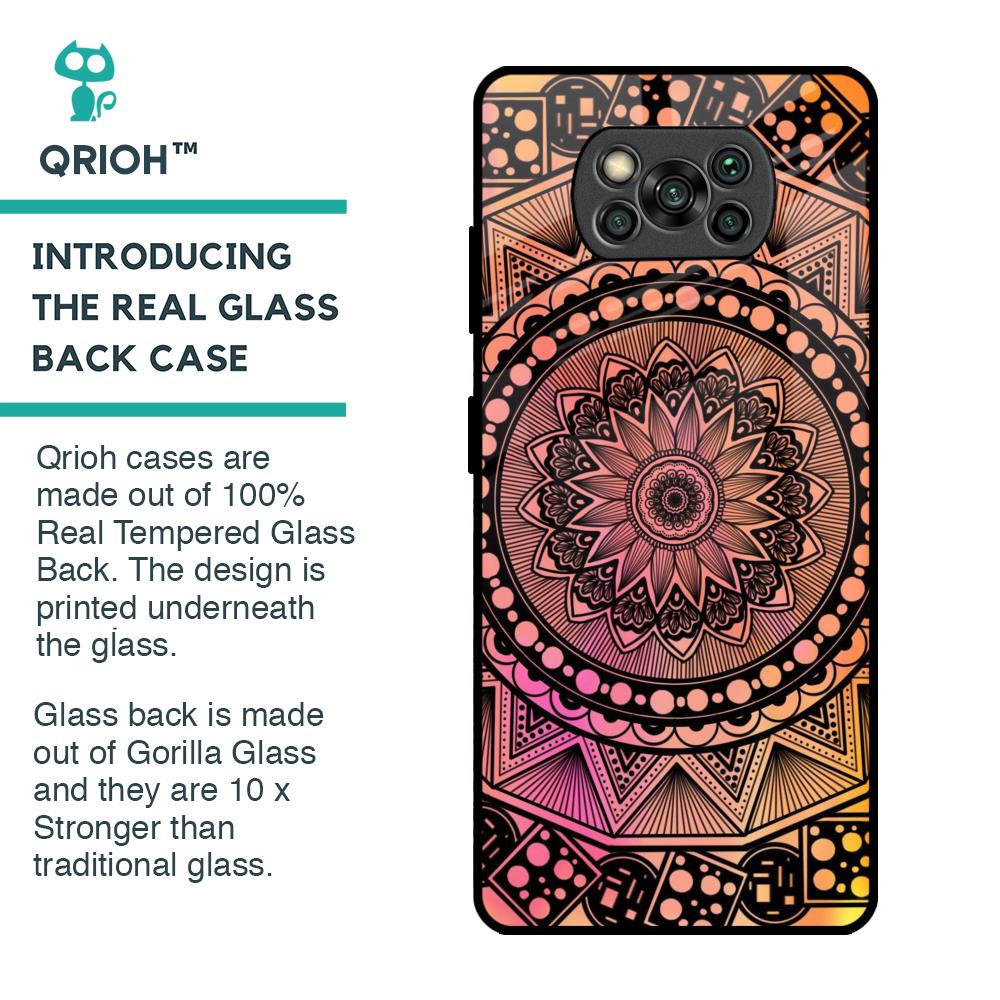 Floral Mandala Glass Case for Poco X3 Pro