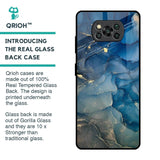 Blue Cool Marble Glass Case for Poco X3 Pro