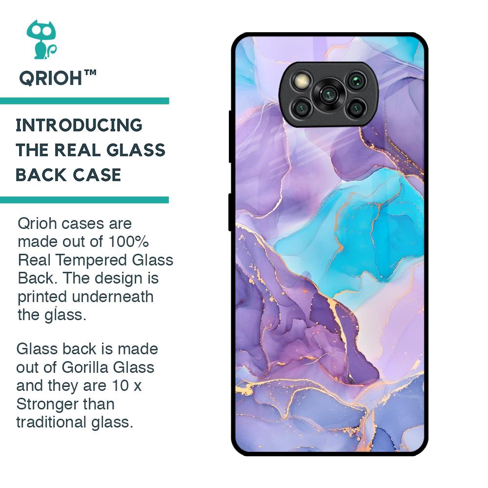 Alcohol ink Marble Glass Case for Poco X3 Pro