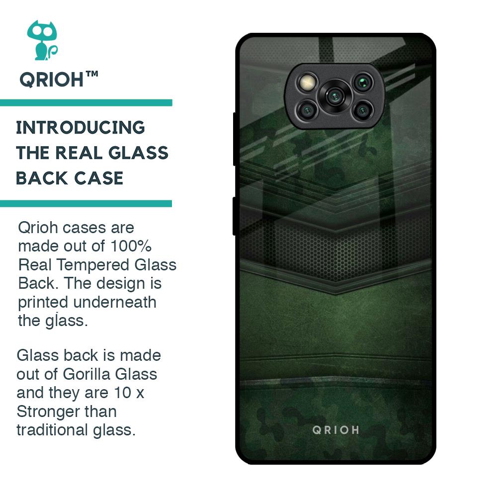 Green Leather Glass Case for Poco X3 Pro