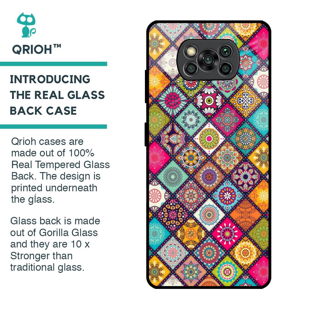 Multicolor Mandala Glass Case for Poco X3 Pro