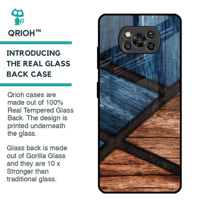 Wooden Tiles Glass Case for Poco X3 Pro