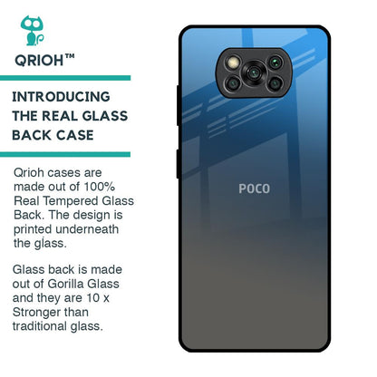 Blue Grey Ombre Glass Case for Poco X3 Pro