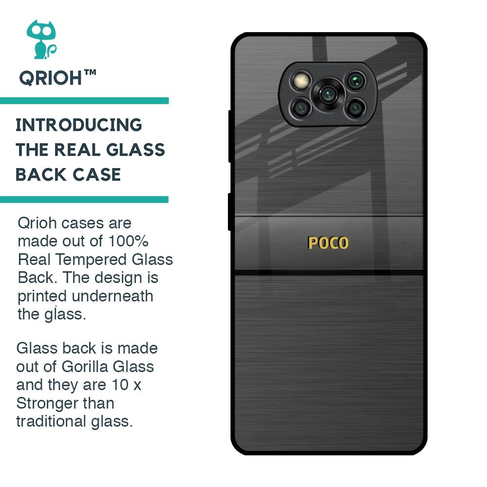 Grey Metallic Glass Case For Poco X3 Pro