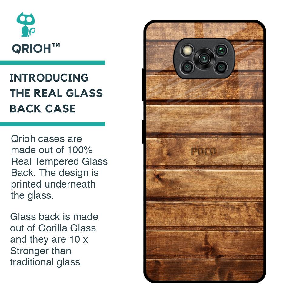 Wooden Planks Glass Case for Poco X3 Pro