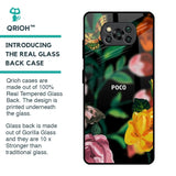 Flowers & Butterfly Glass Case for Poco X3 Pro