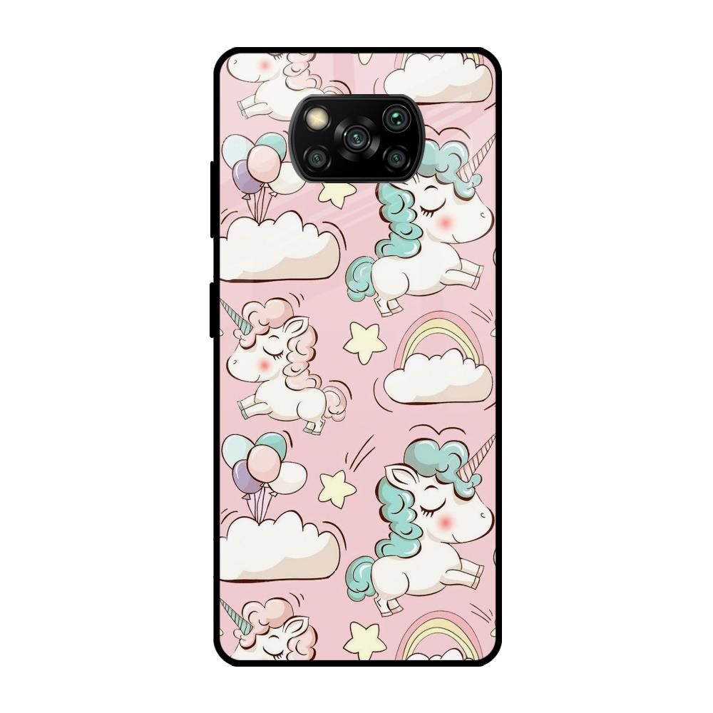 Balloon Unicorn Poco X3 Pro Glass Cases & Covers Online