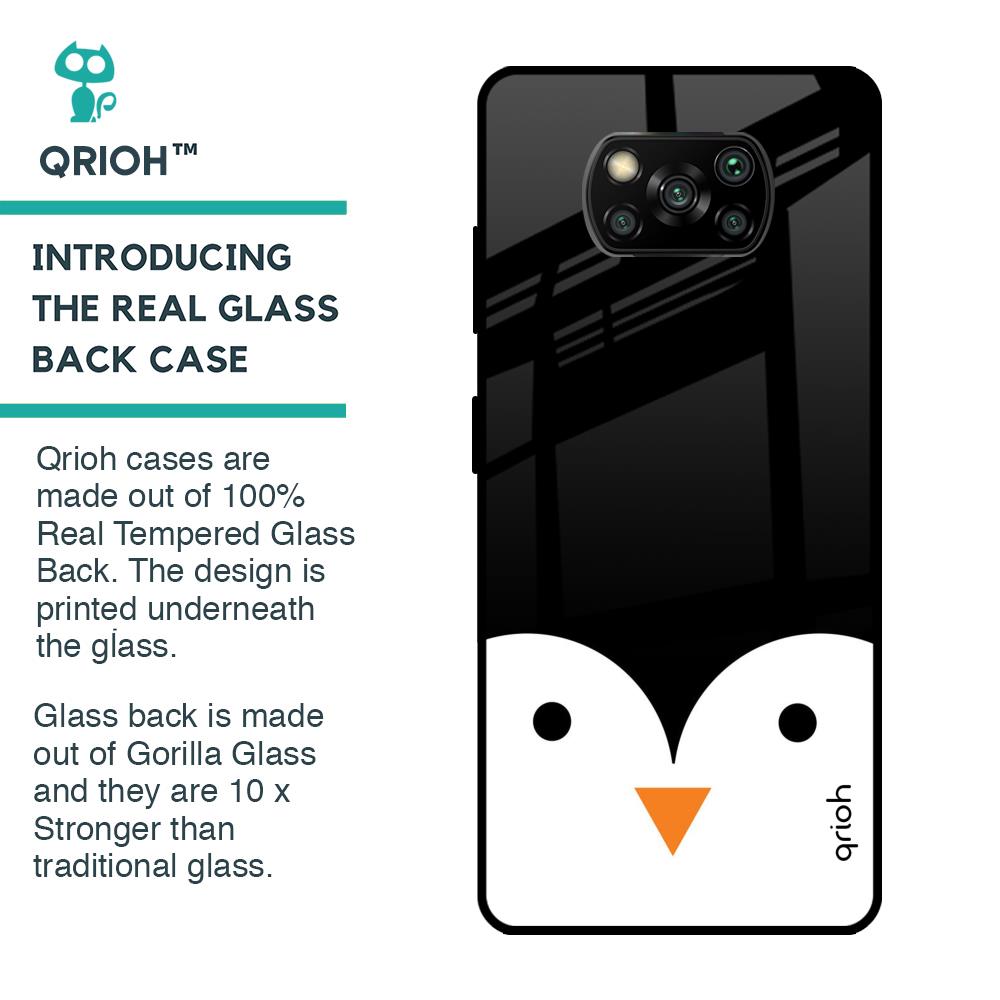 Cute Penguin Glass Case for Poco X3 Pro