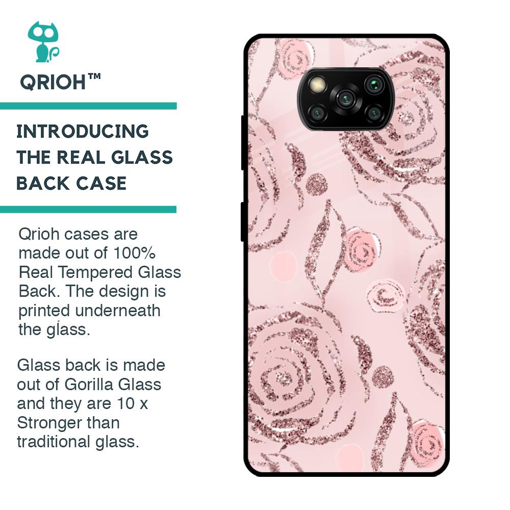 Shimmer Roses Glass case for Poco X3 Pro
