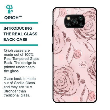 Shimmer Roses Glass case for Poco X3 Pro
