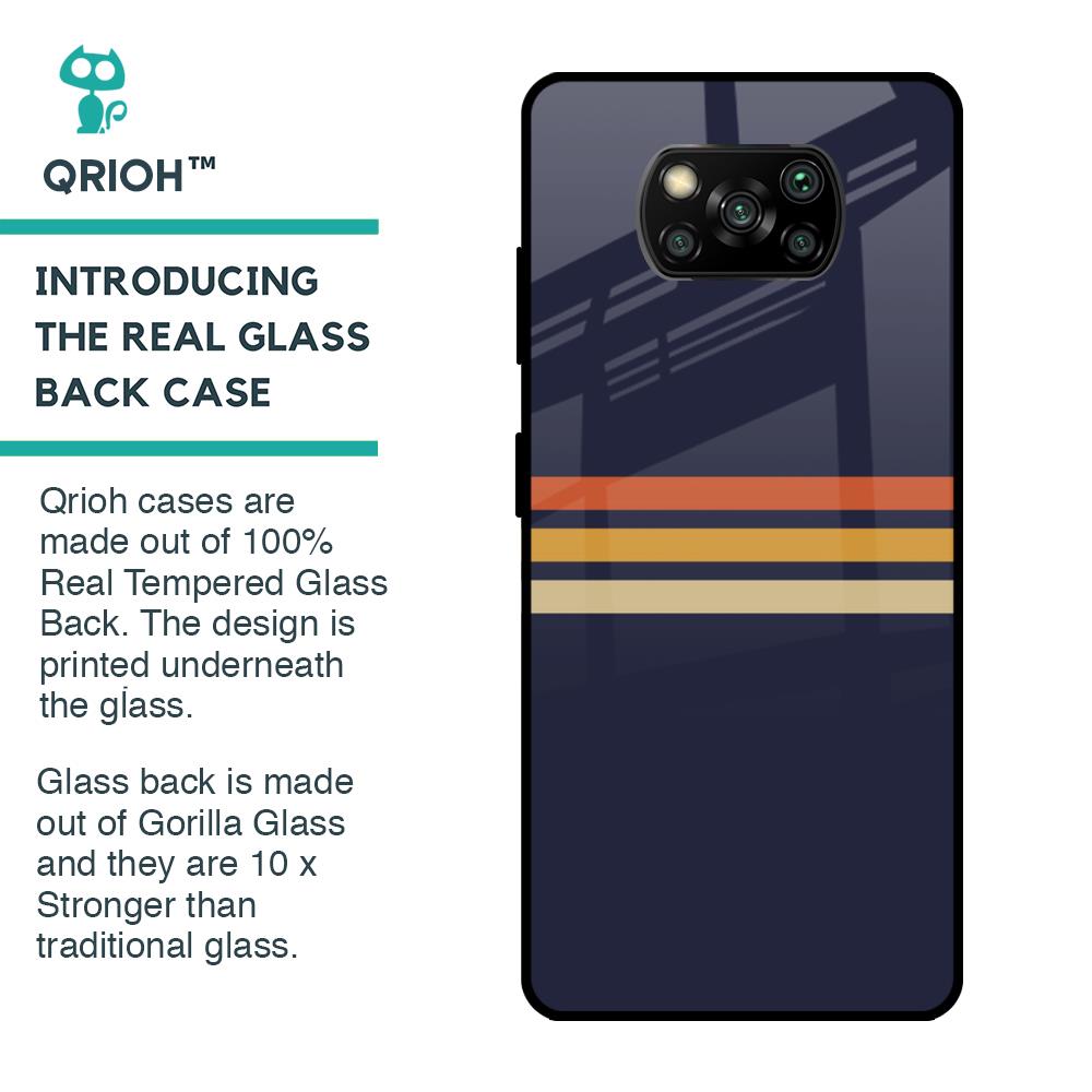 Tricolor Stripes Glass Case For Poco X3 Pro
