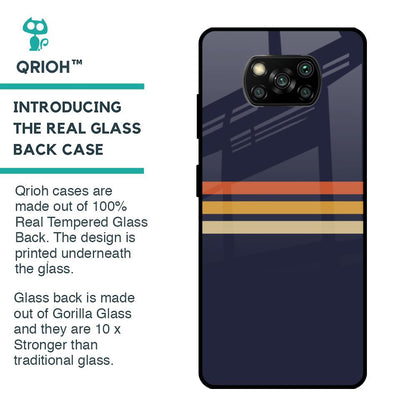 Tricolor Stripes Glass Case For Poco X3 Pro