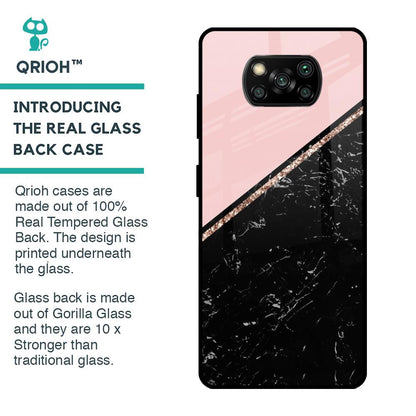 Marble Texture Pink Glass Case For Poco X3 Pro
