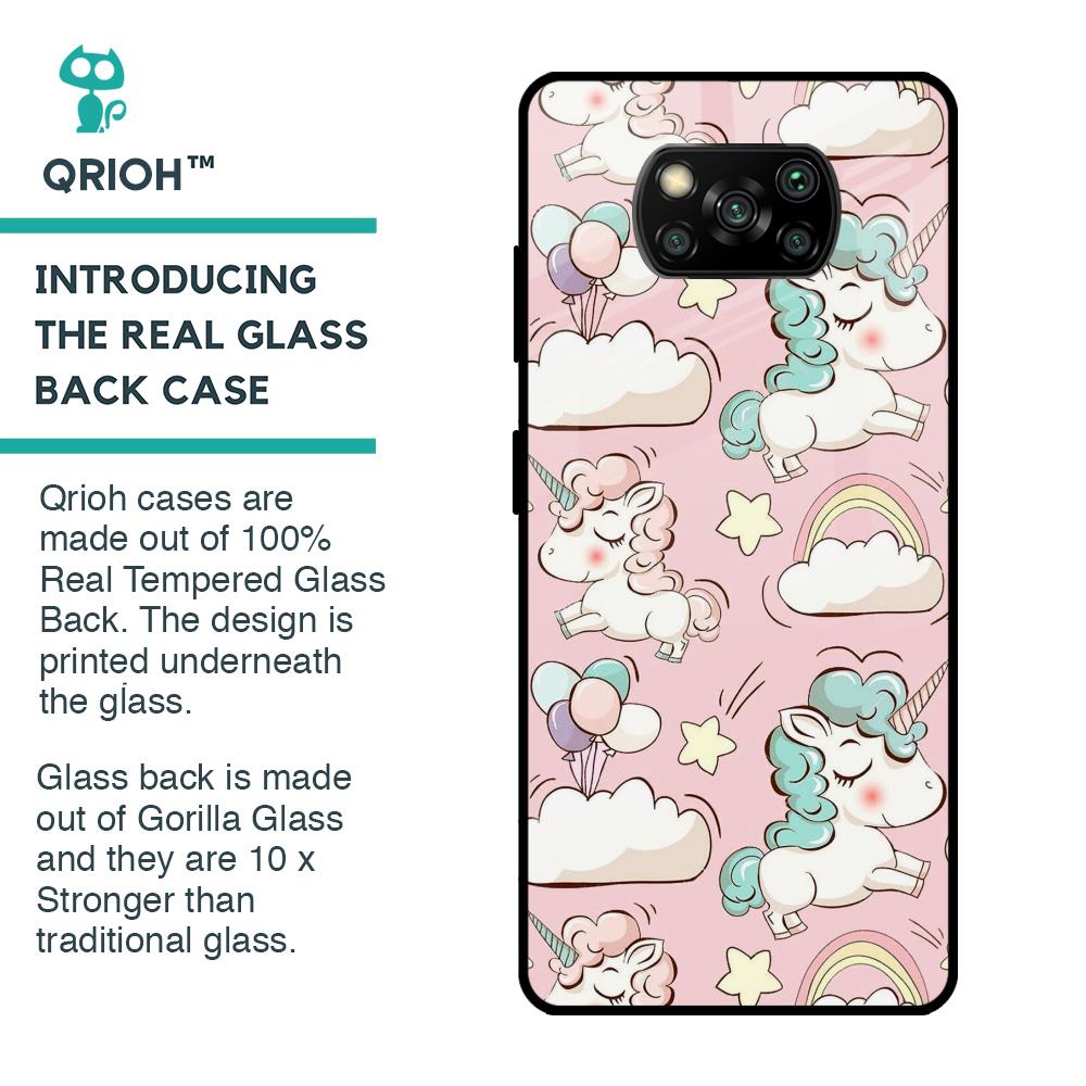 Balloon Unicorn Glass case for Poco X3 Pro