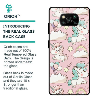 Balloon Unicorn Glass case for Poco X3 Pro