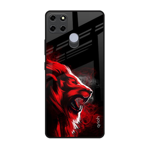 Red Angry Lion Realme C25 Glass Back Cover Online