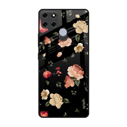 Black Spring Floral Realme C25 Glass Back Cover Online