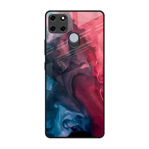 Blue & Red Smoke Realme C25 Glass Back Cover Online