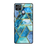 Turquoise Geometrical Marble Realme C25 Glass Back Cover Online