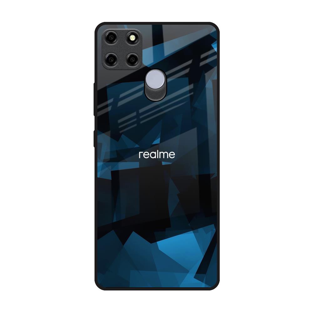 Polygonal Blue Box Realme C25 Glass Back Cover Online