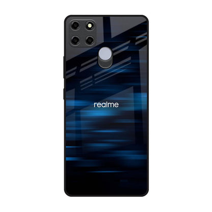 Blue Rough Abstract Realme C25 Glass Back Cover Online