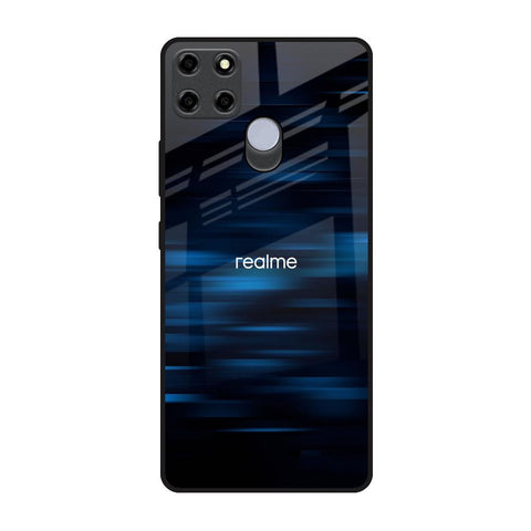 Blue Rough Abstract Realme C25 Glass Back Cover Online