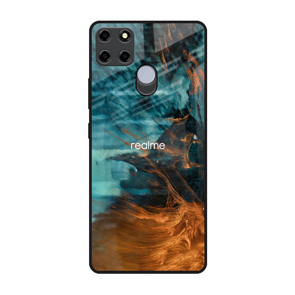 Golden Splash Realme C25 Glass Back Cover Online