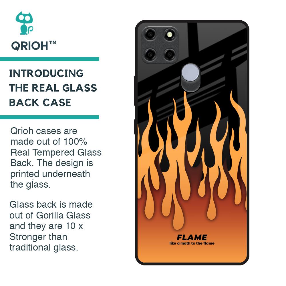 Fire Flame Glass Case for Realme C25