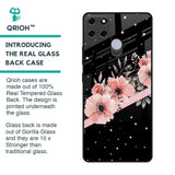 Floral Black Band Glass Case For Realme C25