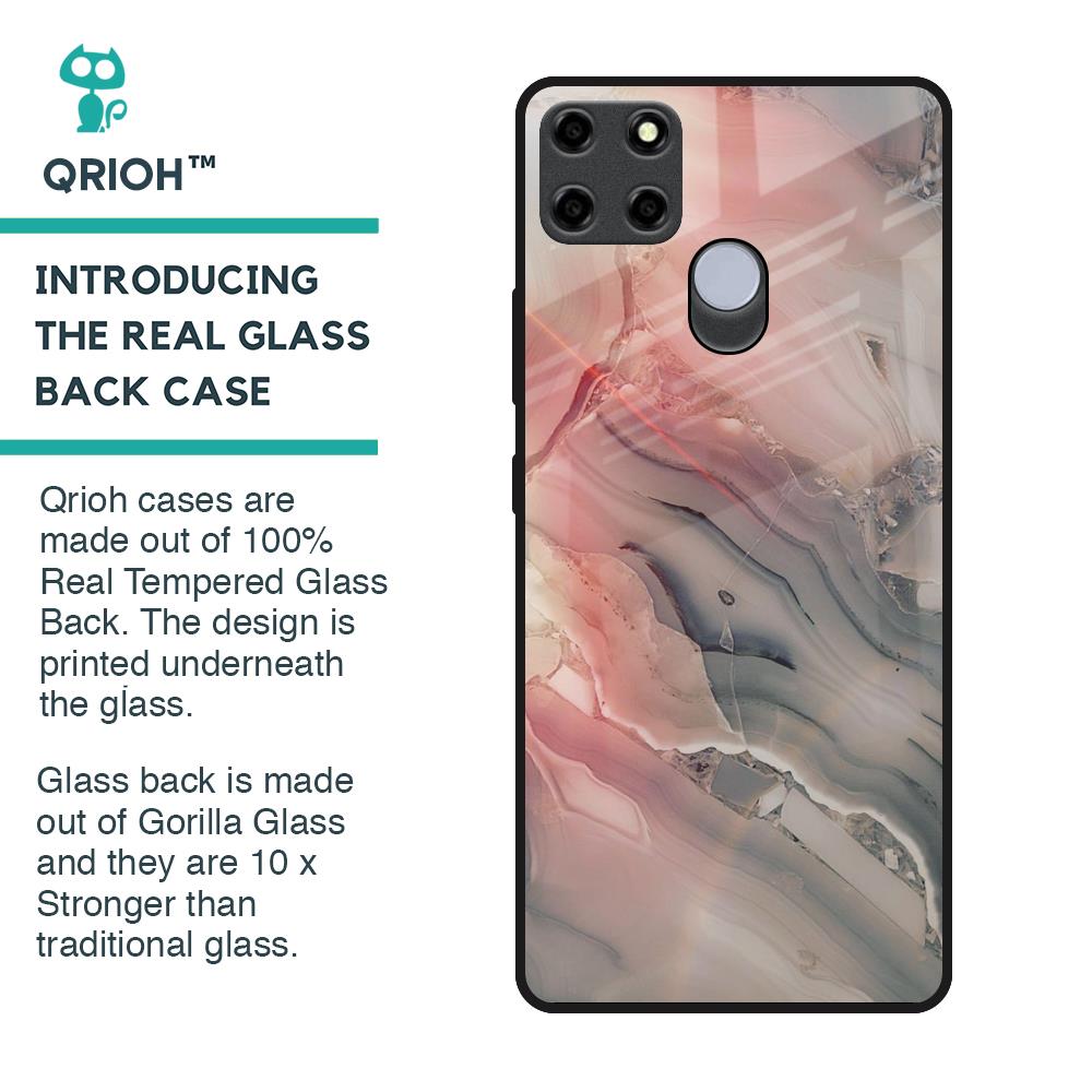 Pink And Grey Marble Glass Case For Realme C25
