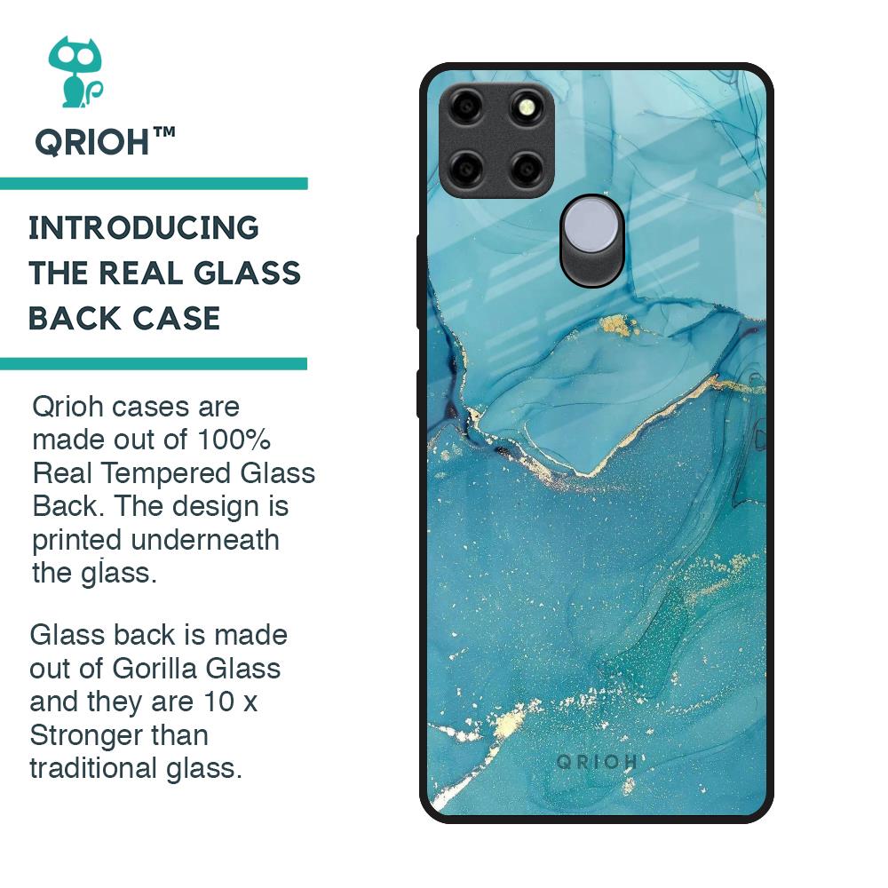 Blue Golden Glitter Glass Case for Realme C25